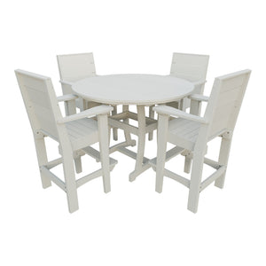 Amish Coastal Modern 5pc Patio Bar Set: 54" Round Table & 4 Chairs in Ivory
