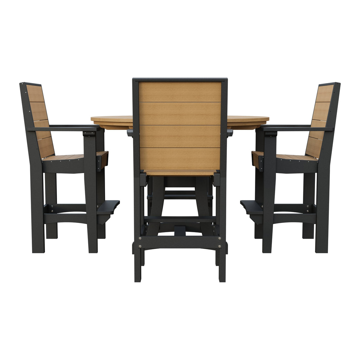 Amish Coastal Modern 5pc Patio Bar Set: 54" Round Table & 4 Chairs