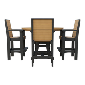 Amish Coastal Modern 5pc Patio Bar Set: 54" Round Table & 4 Chairs