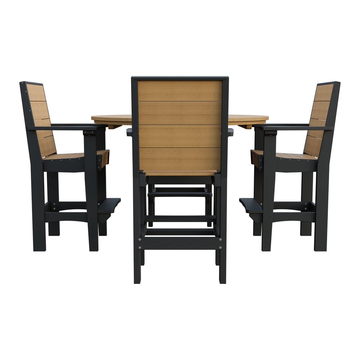Amish Coastal Modern 5pc Patio Bar Set: 54" Round Table & 4 Chairs