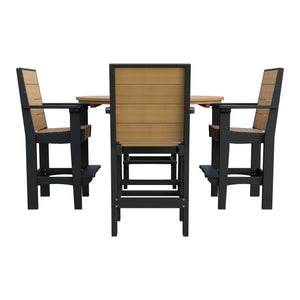 Amish Coastal Modern 5pc Patio Bar Set: 54" Round Table & 4 Chairs