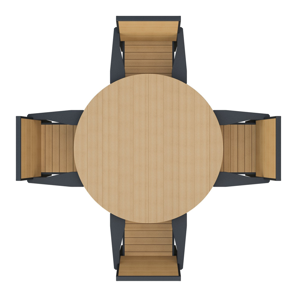 Amish Coastal Modern 5pc Patio Bar Set: 54" Round Table & 4 Chairs