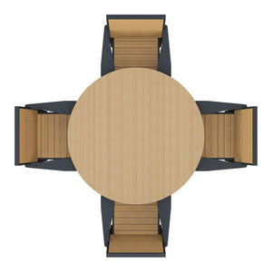 Amish Coastal Modern 5pc Patio Bar Set: 54" Round Table & 4 Chairs