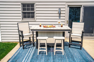 Amish Coastal Modern 5pc Patio Bar Set: Table, 2 Bar Chairs & 2 Barstools lifestyle photo