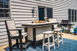 Amish Coastal Modern Patio Bar Set: Bar, 2 Bar Chairs & 2 Barstools lifestyle photo