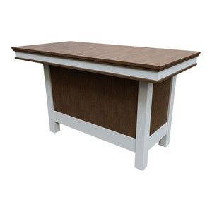 Amish Coastal Modern 3' x 6' Outdoor Bar Table in Antique Mahogany & White
