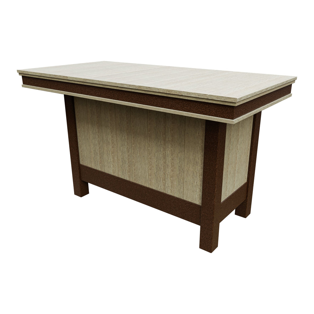Amish Coastal Modern 3' x 6' Outdoor Bar Table in Birchwood & Tudor Brown