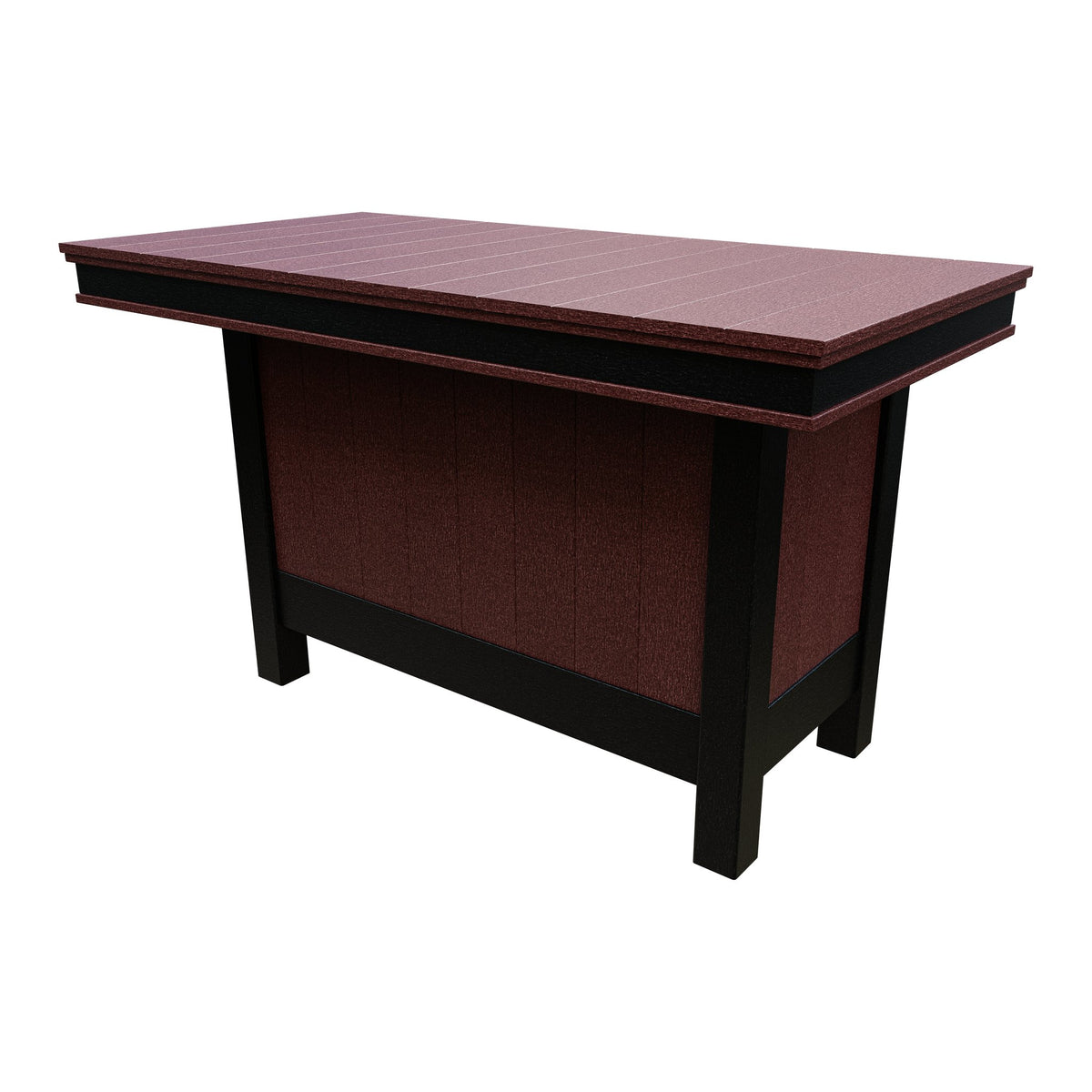 Amish Coastal Modern 3' x 6' Outdoor Bar Table in Cherrywood & Black