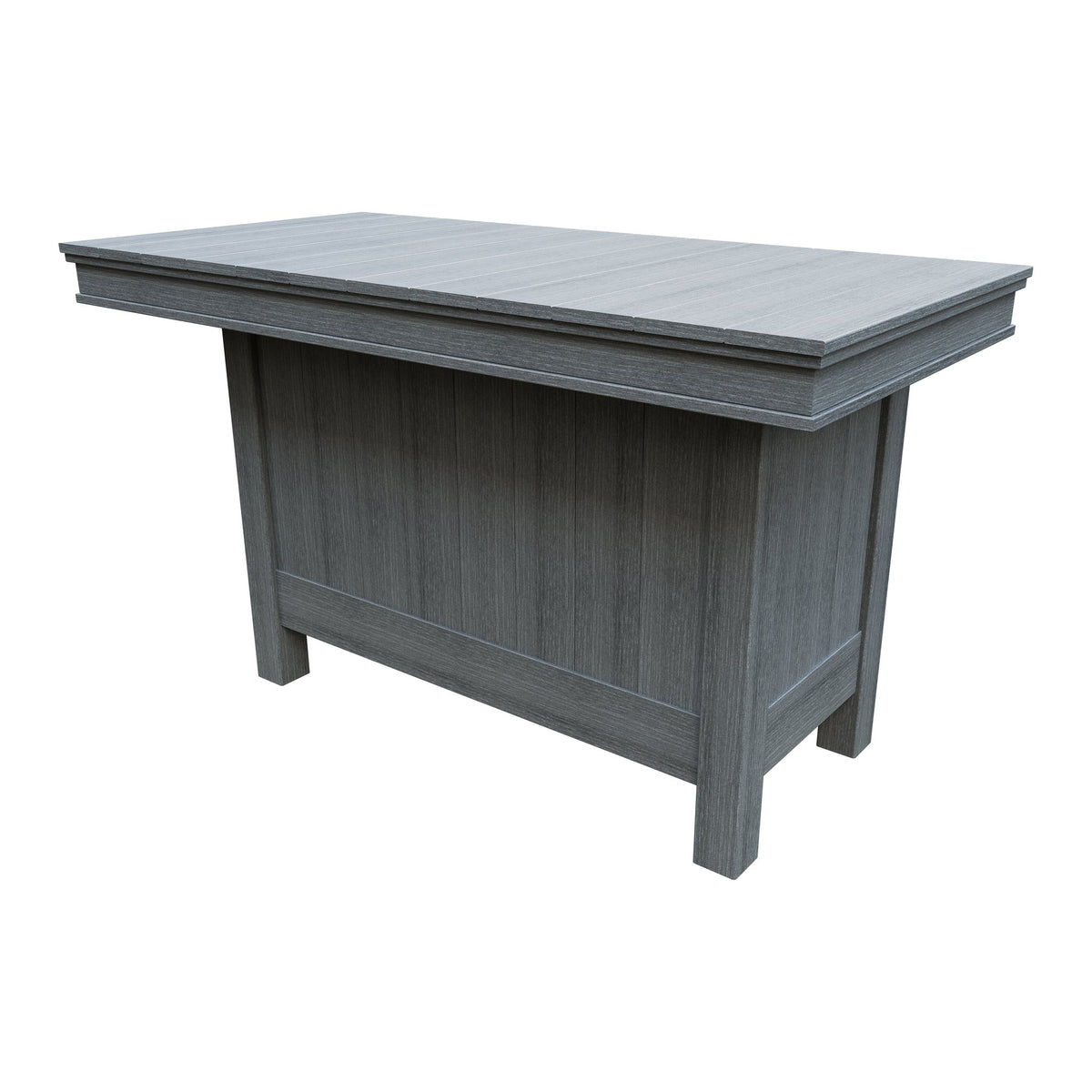 Amish Coastal Modern 3' x 6' Outdoor Bar Table in Driftwood Gray