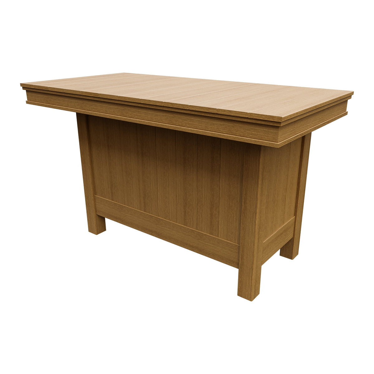 Amish Coastal Modern 3' x 6' Outdoor Bar Table in Natural Teak