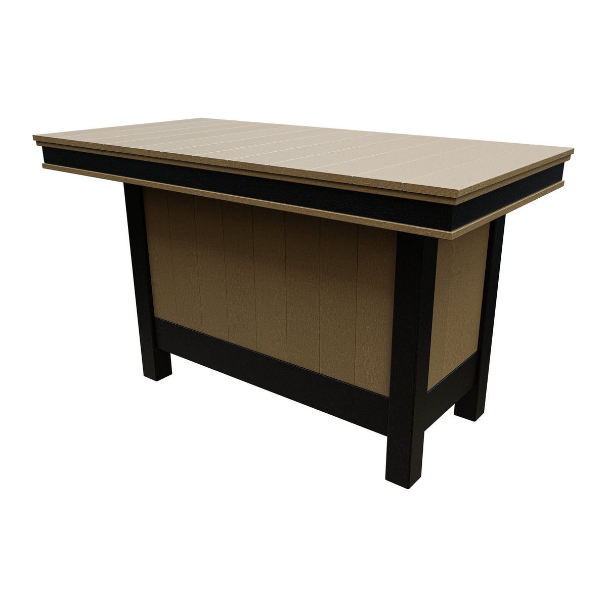 Amish Coastal Modern 3' x 6' Outdoor Bar Table in Weathered Wood & Black