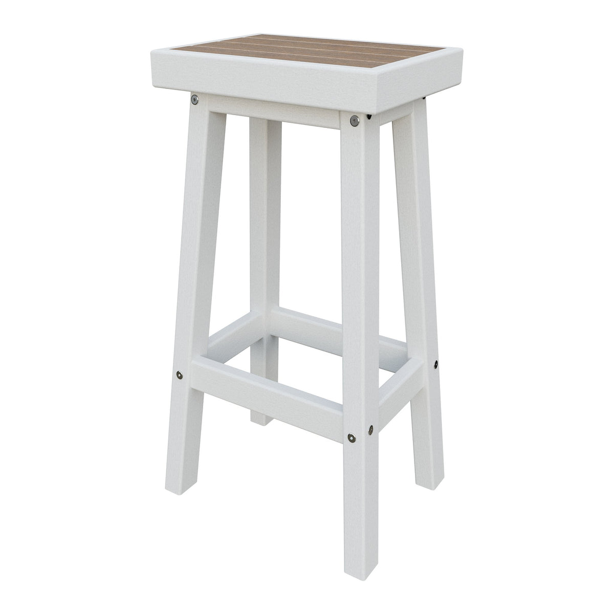 Amish Coastal Modern Patio Barstool in Antique Mahogany & White