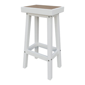 Amish Coastal Modern Patio Barstool in Antique Mahogany & White