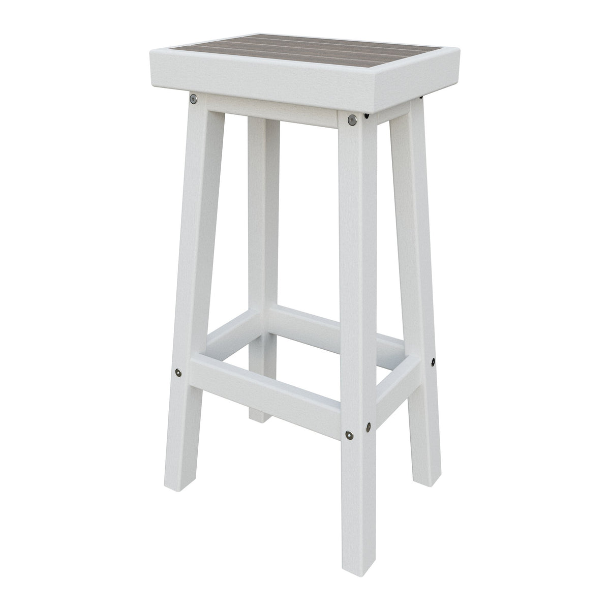 Amish Coastal Modern Patio Barstool in Brazilian Walnut & White
