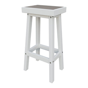 Amish Coastal Modern Patio Barstool in Brazilian Walnut & White