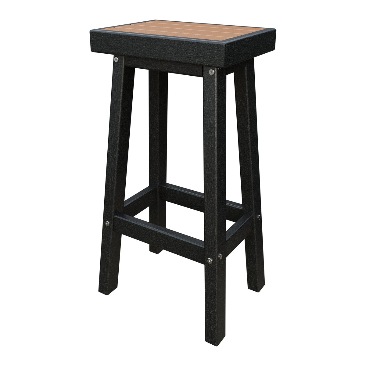 Amish Coastal Modern Patio Barstool in Cedar & Black
