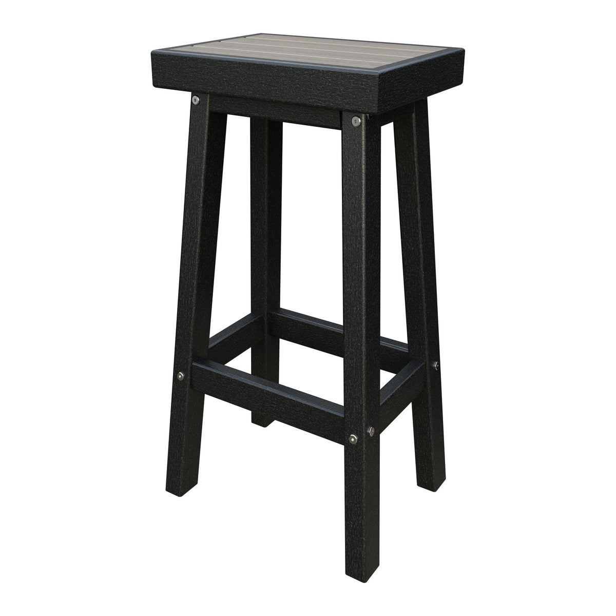 Amish Coastal Modern Patio Barstool in Coastal Gray & Black