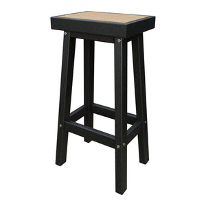 Amish Coastal Modern Patio Barstool in Natural Teak & Black