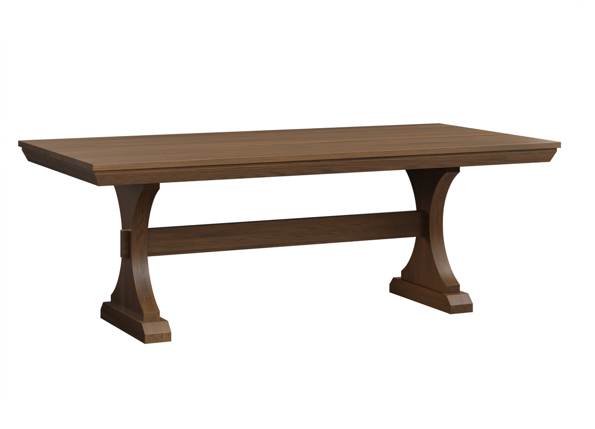 Wooden dining table on a white background