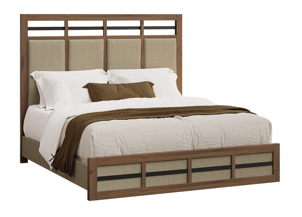 Amish Siesta Key Rustic Barnwood Bed Upholstered Panel