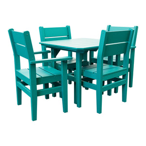 Amish Everyday Value 5-Piece Patio Dining Set: Table, 2 Armchairs & 2 Side Chairs in Aruba Blue