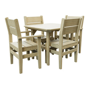 Amish Everyday Value 5-Piece Patio Dining Set: Table, 2 Armchairs & 2 Side Chairs in Birchwood