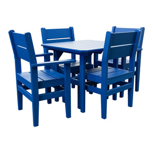Amish Everyday Value 5-Piece Patio Dining Set: Table, 2 Armchairs & 2 Side Chairs in Blue