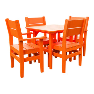 Amish Everyday Value 5-Piece Patio Dining Set: Table, 2 Armchairs & 2 Side Chairs in Bright Orange