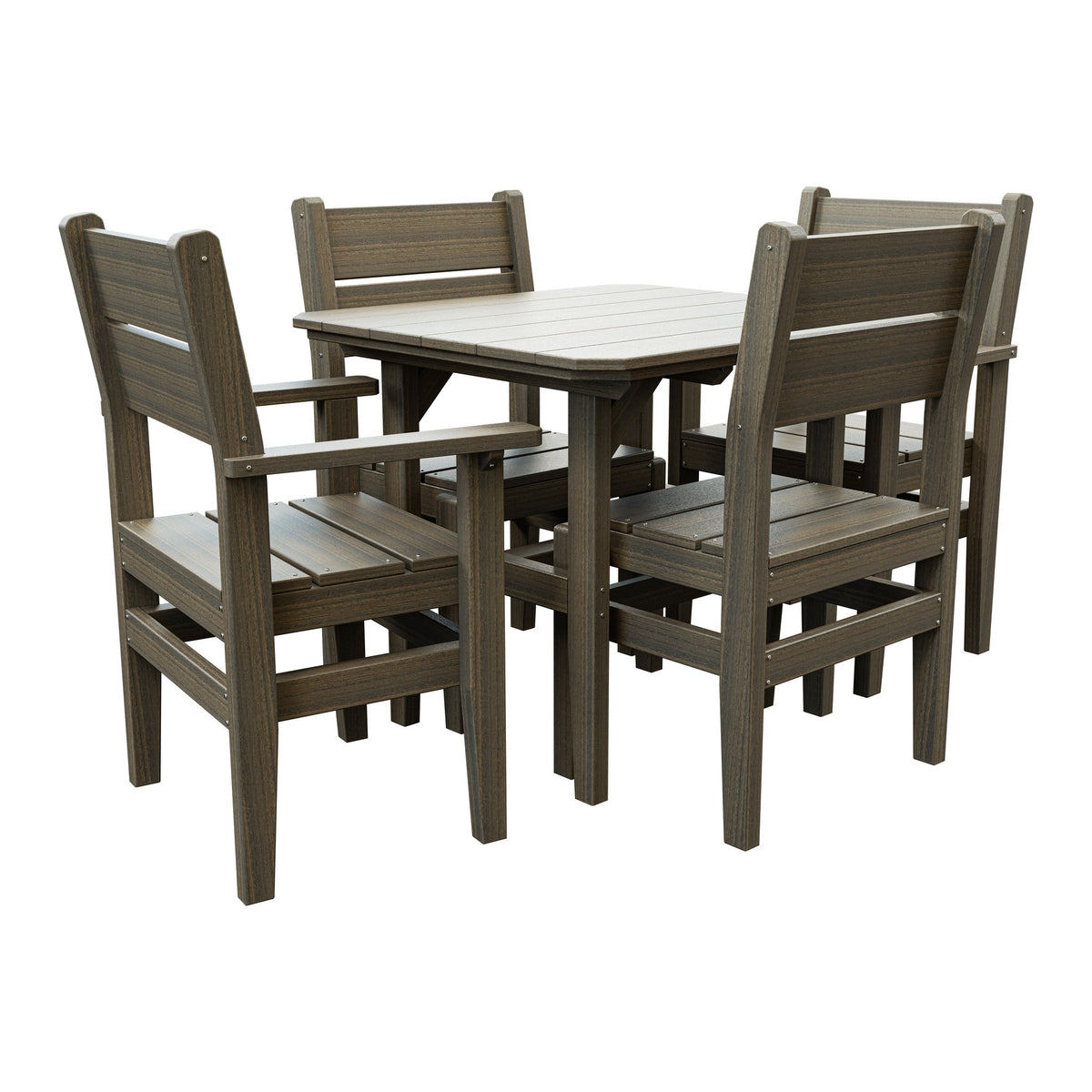 Amish Everyday Value 5-Piece Patio Dining Set: Table, 2 Armchairs & 2 Side Chairs in Coastal Gray
