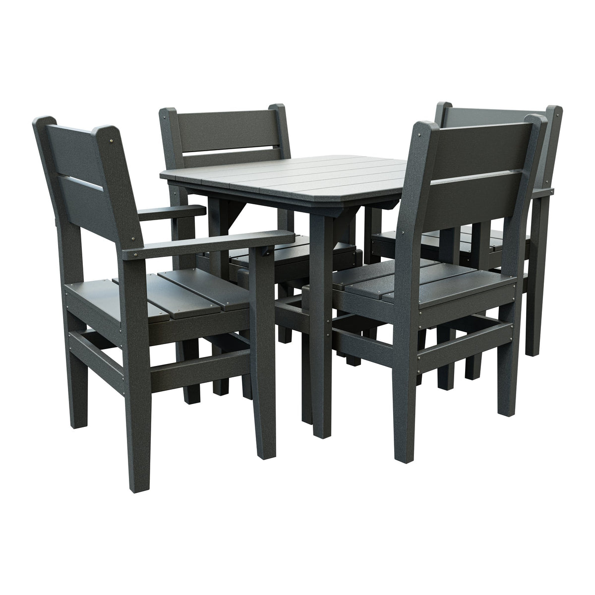 Amish Everyday Value 5-Piece Patio Dining Set: Table, 2 Armchairs & 2 Side Chairs in Gray