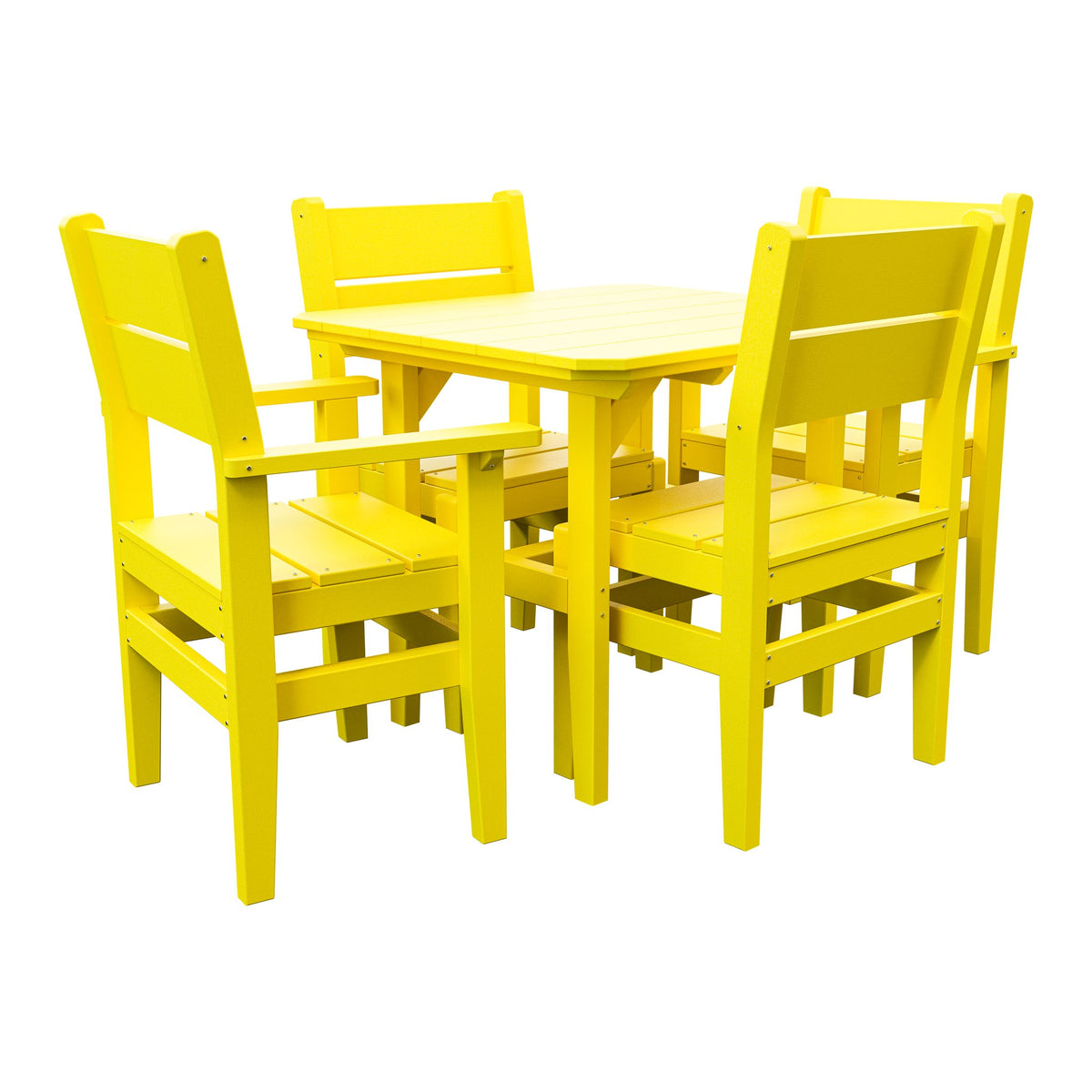 Amish Everyday Value 5-Piece Patio Dining Set: Table, 2 Armchairs & 2 Side Chairs in Lemon Yellow