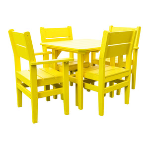 Amish Everyday Value 5-Piece Patio Dining Set: Table, 2 Armchairs & 2 Side Chairs in Lemon Yellow
