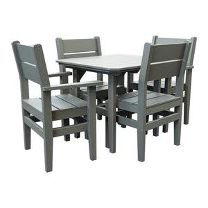 Amish Everyday Value 5-Piece Patio Dining Set: Table, 2 Armchairs & 2 Side Chairs in Light Gray
