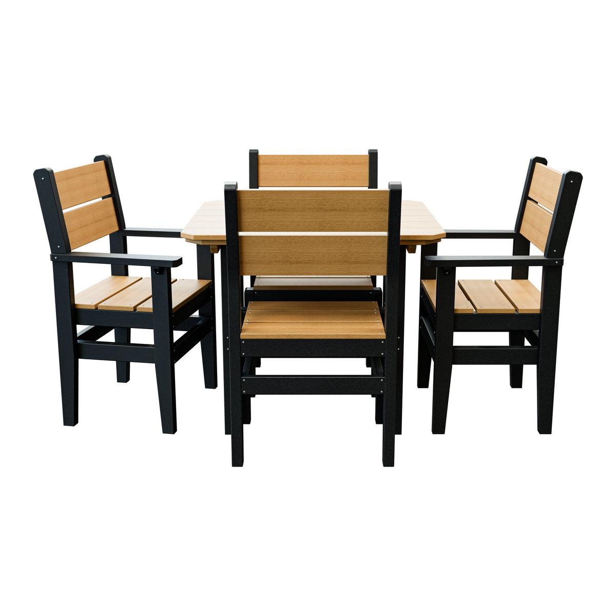 Amish Everyday Value 5-Piece Patio Dining Set: Table, 2 Armchairs & 2 Side Chairs