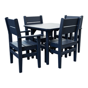 Amish Everyday Value 5-Piece Patio Dining Set: Table, 2 Armchairs & 2 Side Chairs in Patriot Blue