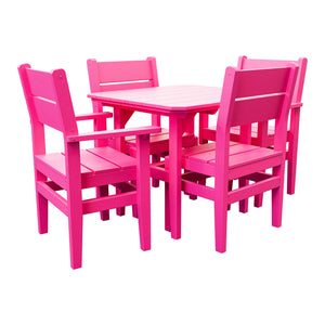 Amish Everyday Value 5-Piece Patio Dining Set: Table, 2 Armchairs & 2 Side Chairs in Pink