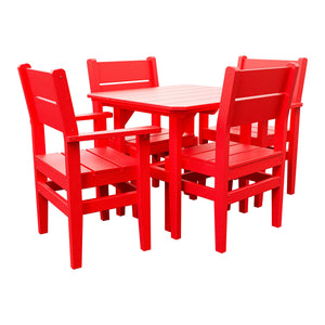 Amish Everyday Value 5-Piece Patio Dining Set: Table, 2 Armchairs & 2 Side Chairs in Red