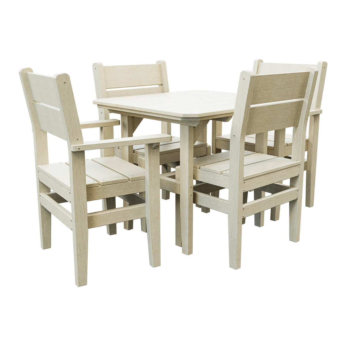 Amish Everyday Value 5-Piece Patio Dining Set: Table, 2 Armchairs & 2 Side Chairs in Seashell