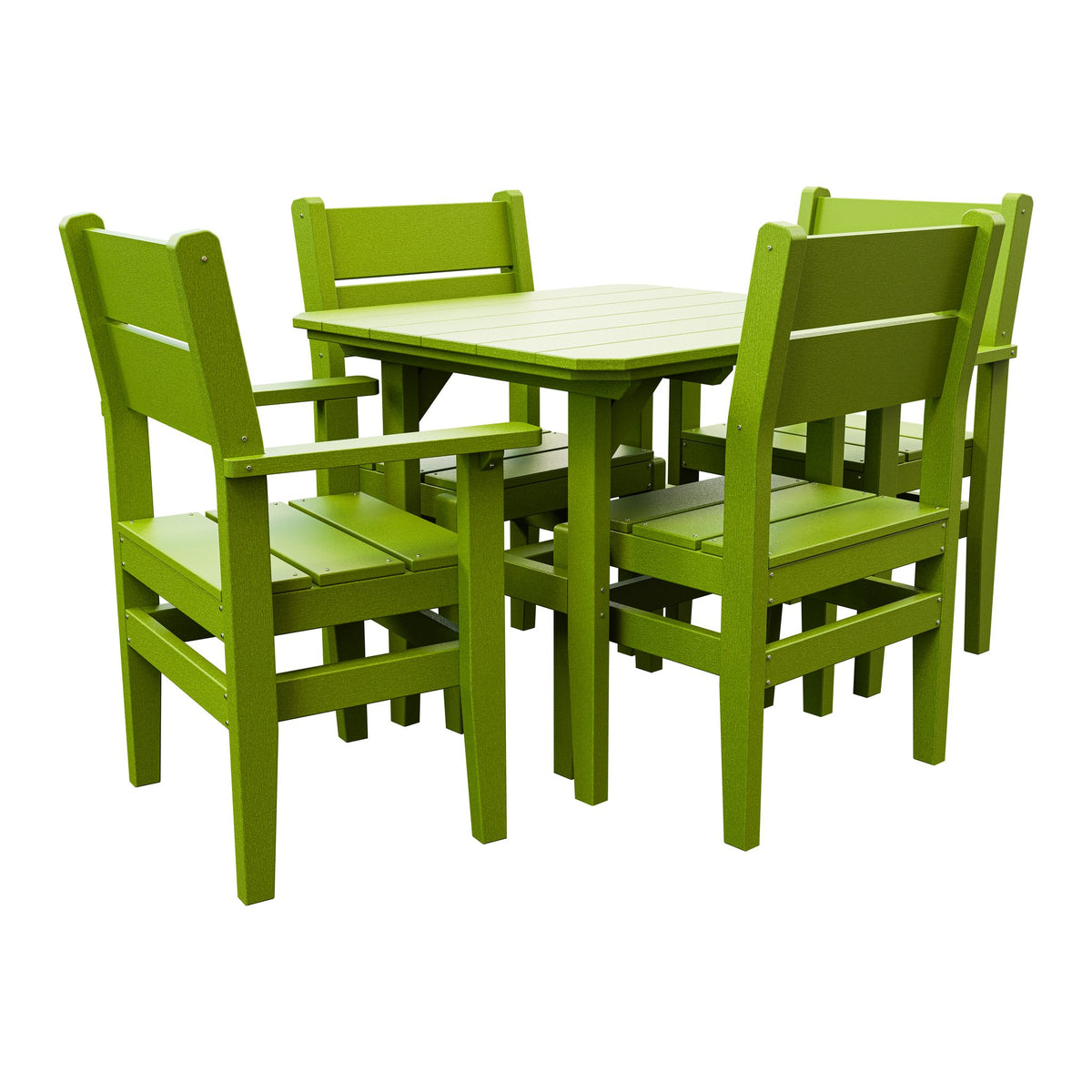 Amish Everyday Value 5-Piece Patio Dining Set: Table, 2 Armchairs & 2 Side Chairs in Tropical Lime Green