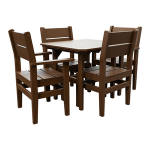 Amish Everyday Value 5-Piece Patio Dining Set: Table, 2 Armchairs & 2 Side Chairs in Tudor Brown