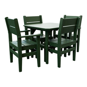 Amish Everyday Value 5-Piece Patio Dining Set: Table, 2 Armchairs & 2 Side Chairs in Turf Green