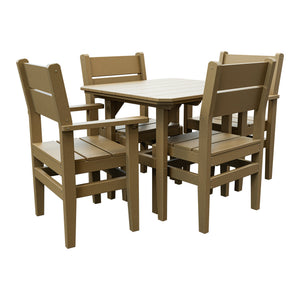 Amish Everyday Value 5-Piece Patio Dining Set: Table, 2 Armchairs & 2 Side Chairs in Weathered Wood