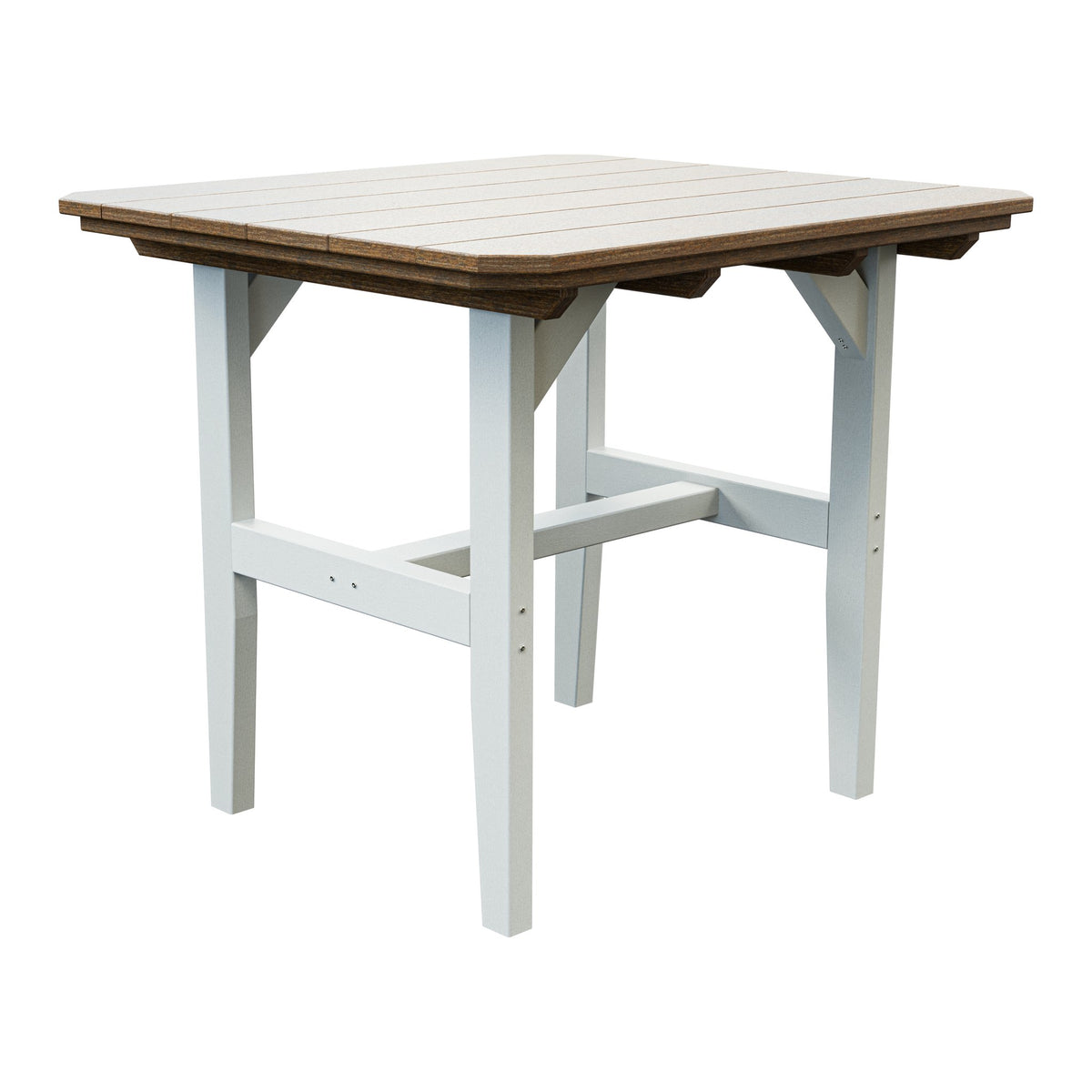 Amish Everyday Value Poly Outdoor Dining Table in Antique Mahogany & White