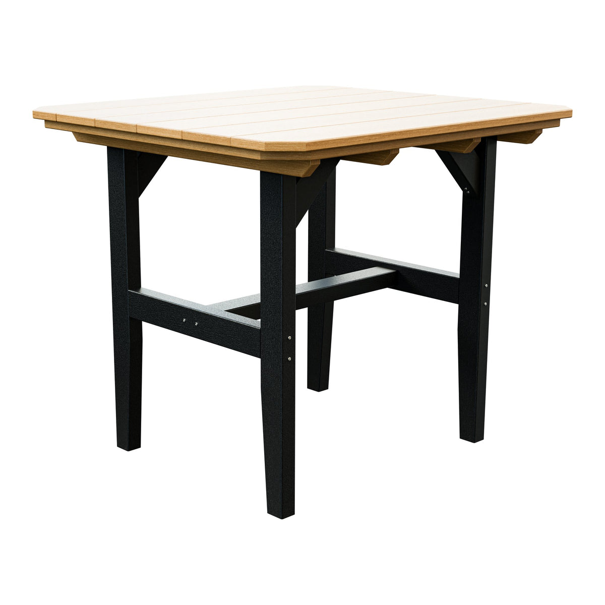 Amish Everyday Value Poly Outdoor Dining Table in Natural Teak & Black