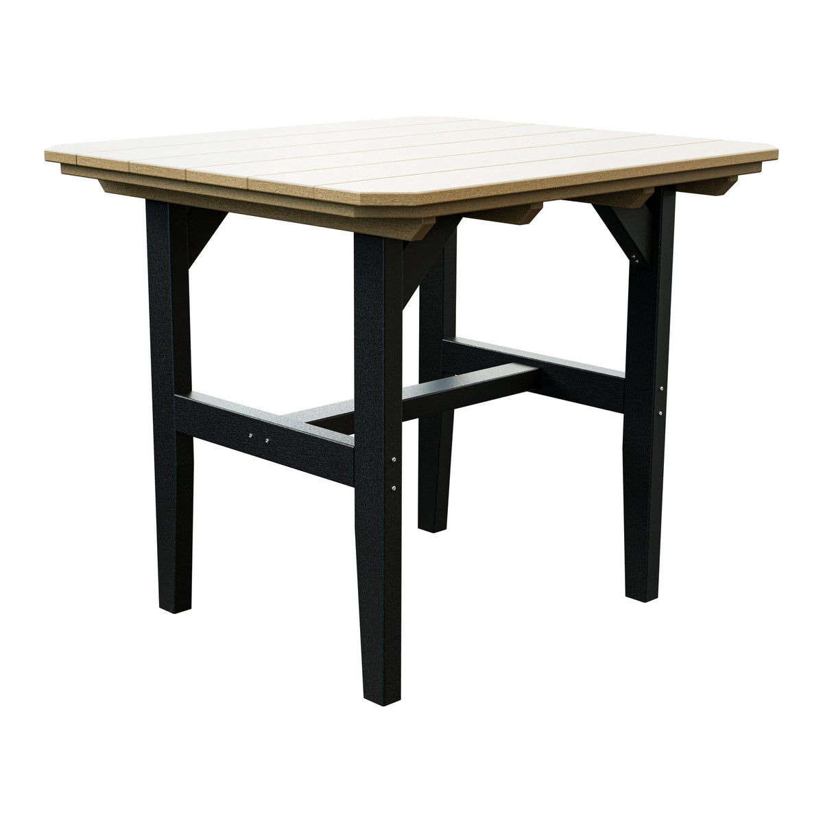 Amish Everyday Value Poly Outdoor Dining Table in Weathered Wood & Black