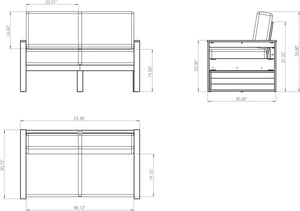 Amish Poly Midcentury Modern Patio Loveseat