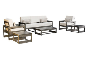 Amish Poly Midcentury Modern 6-Piece Patio Sofa Set: Sofa, 2 Chairs & 3 Tables