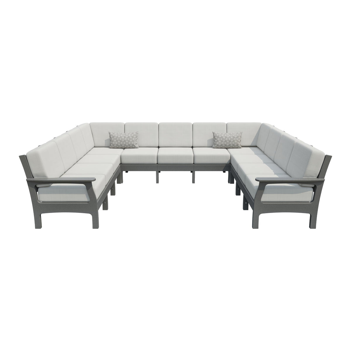 Amish VaraMora 11-Seat U-Shaped Sectional with Cushions in Gray / Storm Snow