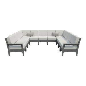 Amish VaraMora 11-Seat U-Shaped Sectional with Cushions in Gray / Storm Snow