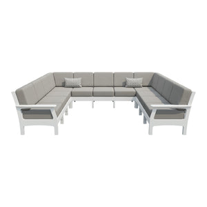 Amish VaraMora 11-Seat U-Shaped Sectional with Cushions in Bright White / Storm Smoke